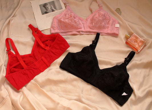 Pack of 02 - Cotton Chikan Bra With Free Shipping
